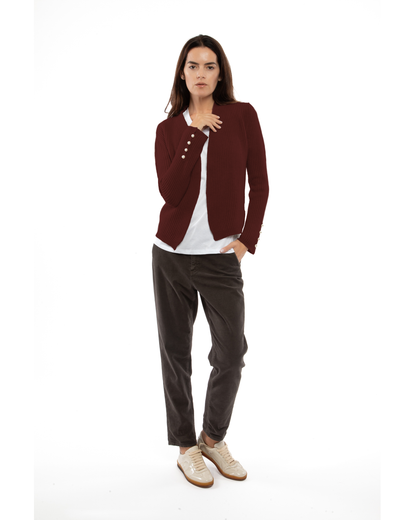 Women's Pure Cashmere Rib Knit Blazer Bordeaux — view 2