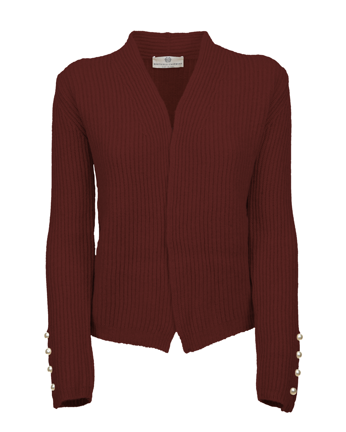 Women's Pure Cashmere Rib Knit Blazer Bordeaux — view F