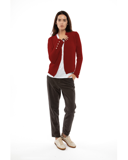 Women's Pure Cashmere Rib Knit Blazer Chianti — view 2
