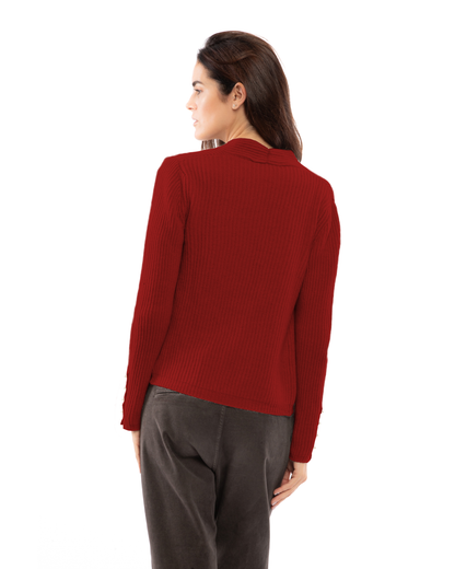 Women's Pure Cashmere Rib Knit Blazer Chianti — view 4