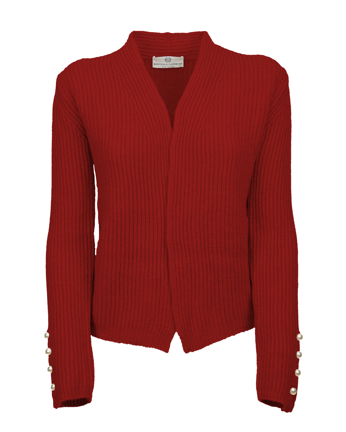 Women's Pure Cashmere Rib Knit Blazer Chianti — view F