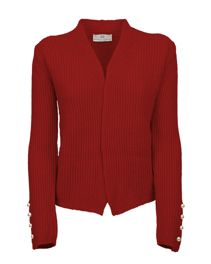 Women's Pure Cashmere Rib Knit Blazer Chianti — view F