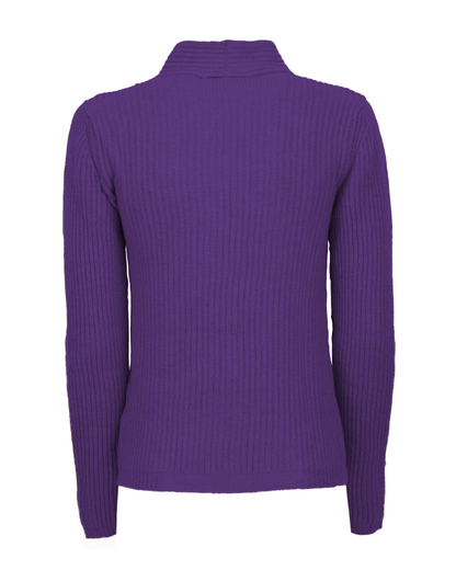 Women's Pure Cashmere Rib Knit Blazer Iris Purple — view B