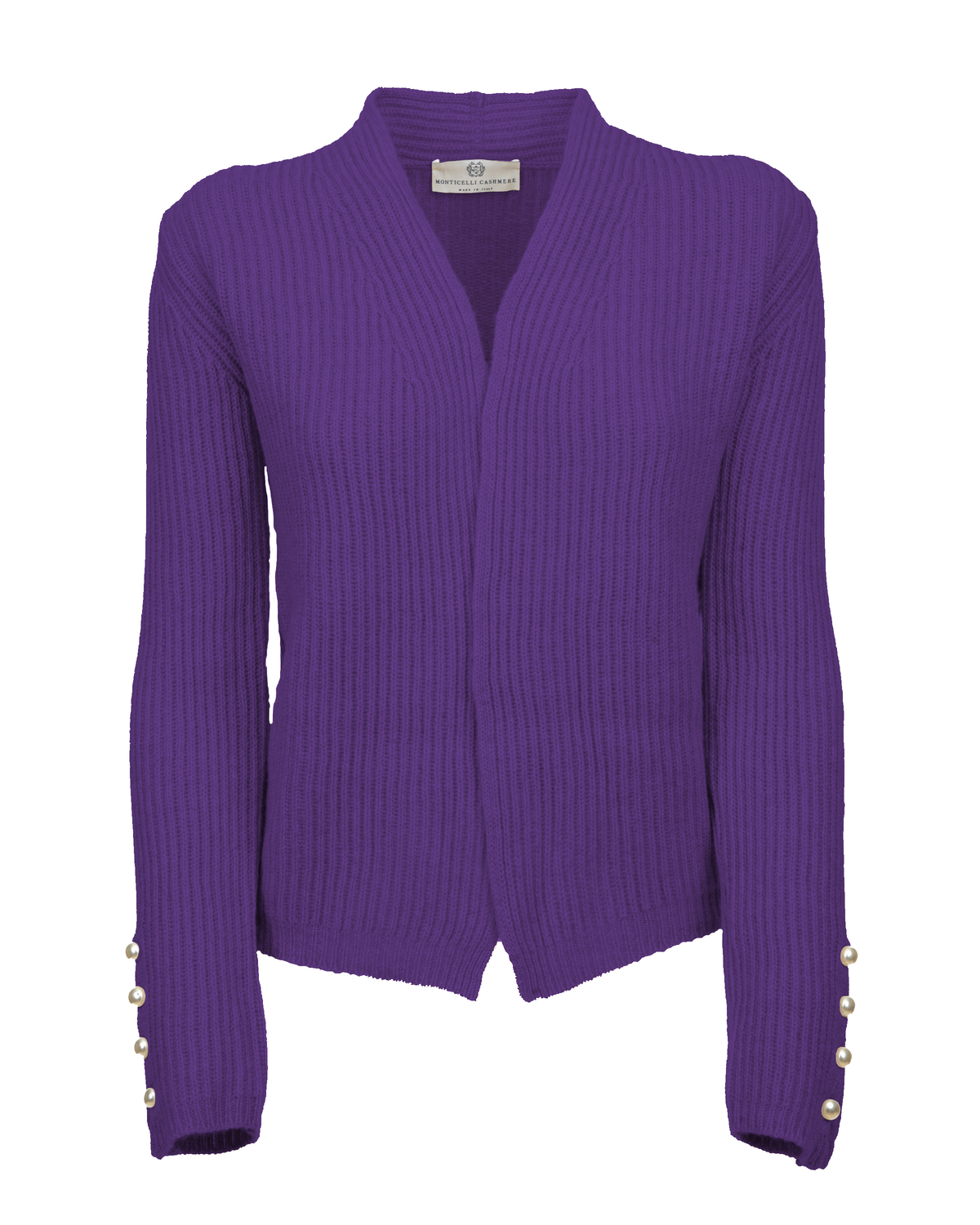 Women's Pure Cashmere Rib Knit Blazer Iris Purple — view F
