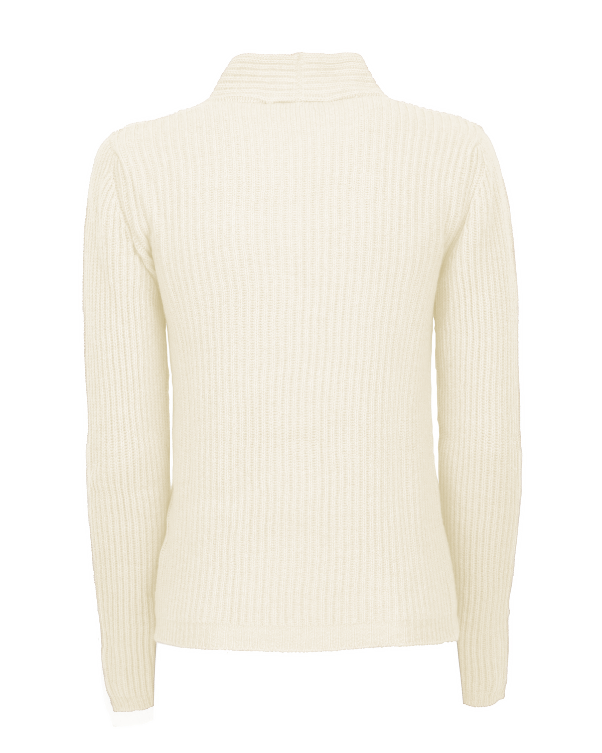 Milk white rib-knit cashmere blazer, shown from behind.