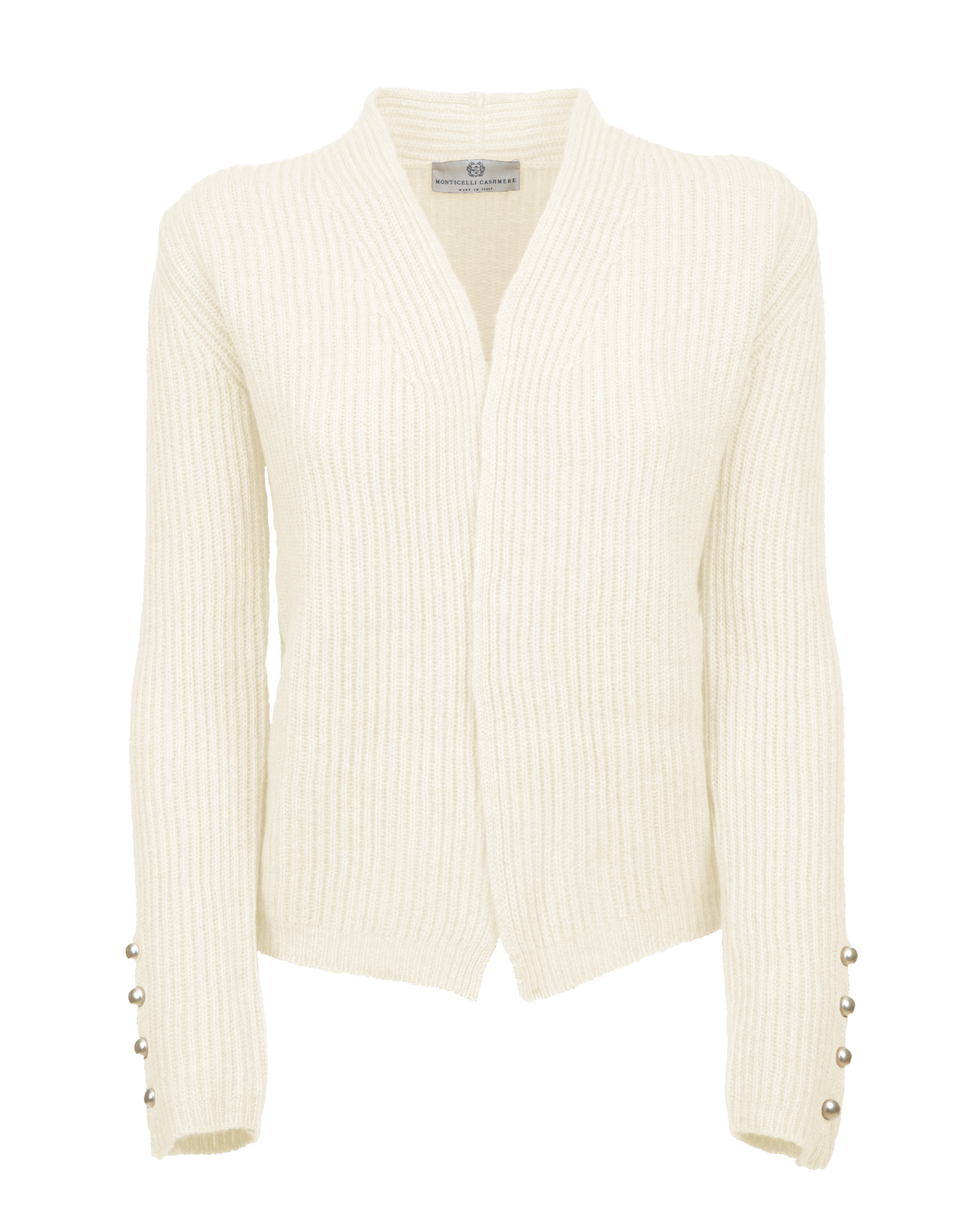 Cashmere rib knit blazer in milk white, front view