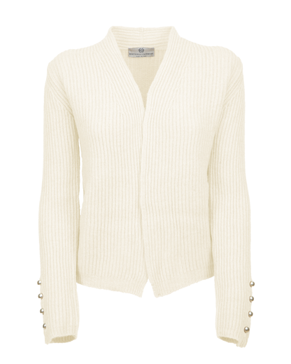 Cashmere rib knit blazer in milk white, front view