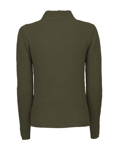 Women's Pure Cashmere Rib Knit Blazer Olive Green — view B