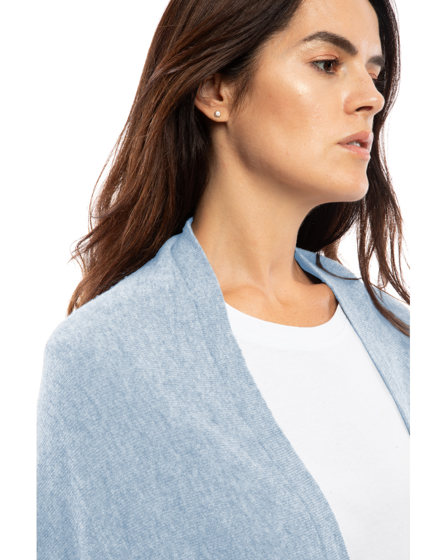 Women's Pure Cashmere Fringe Wrap Baby Blue