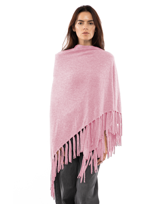 Women's Pure Cashmere Fringe Wrap Baby Pink