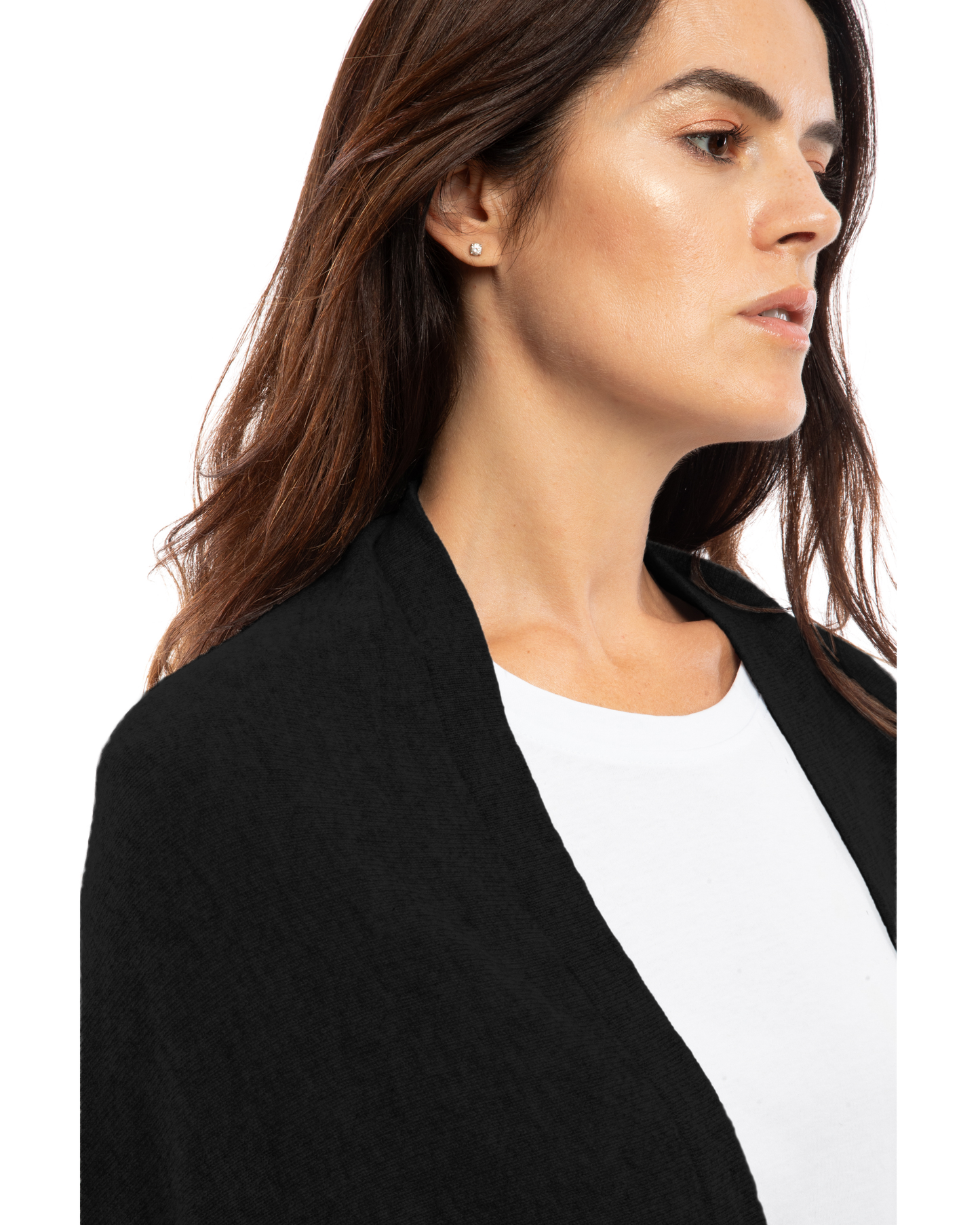 Women's Pure Cashmere Fringe Wrap Black