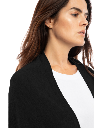 Women's Pure Cashmere Fringe Wrap Black