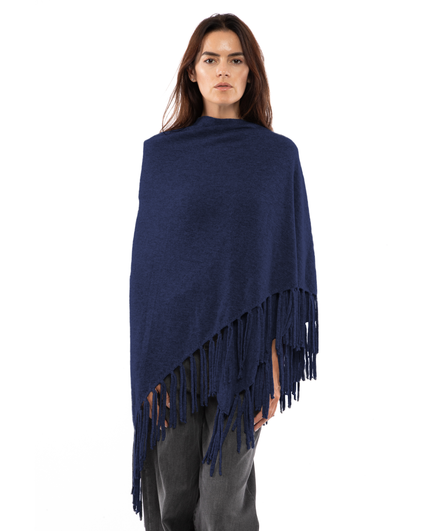 Women's Pure Cashmere Fringe Wrap Blue