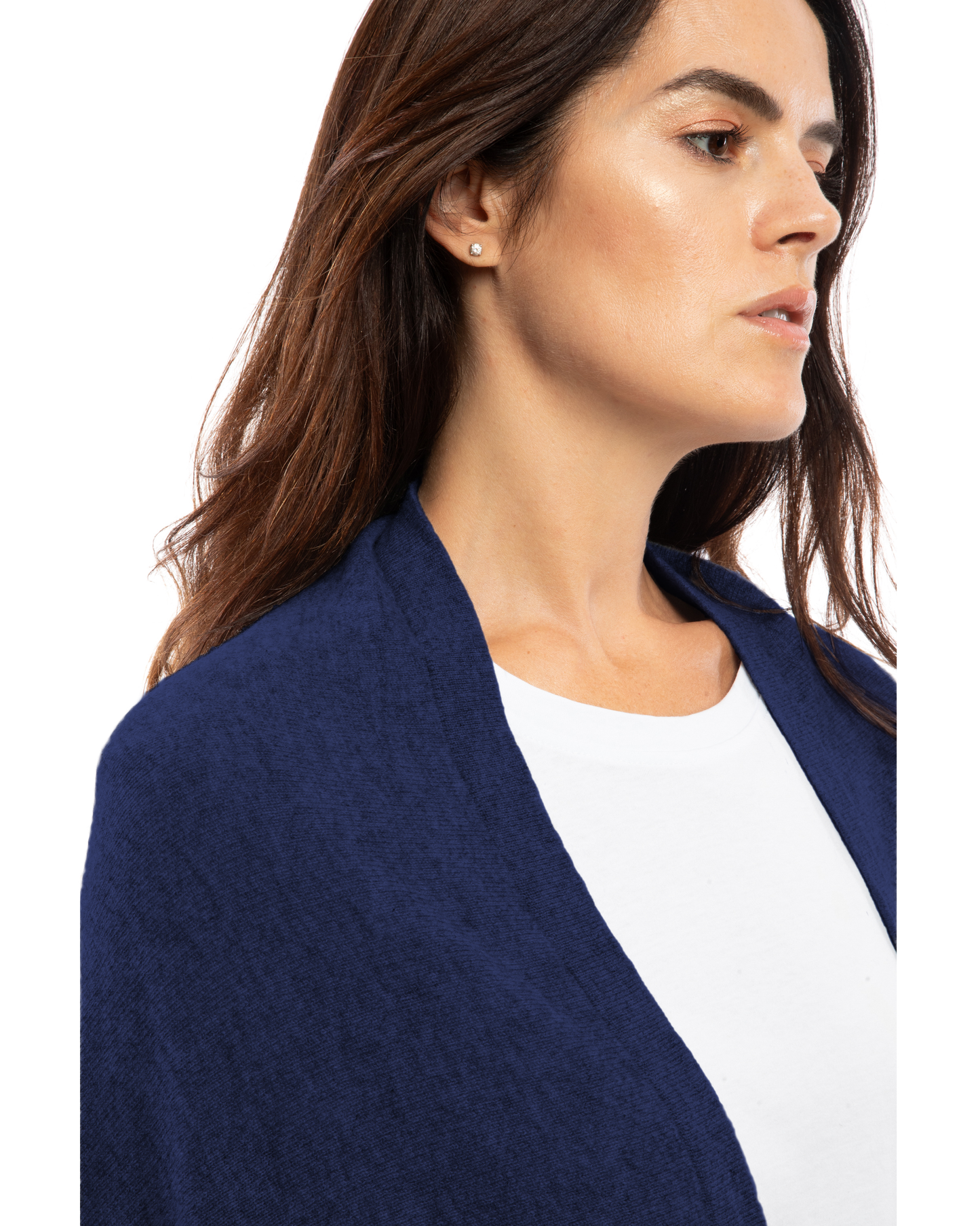 Women's Pure Cashmere Fringe Wrap Blue