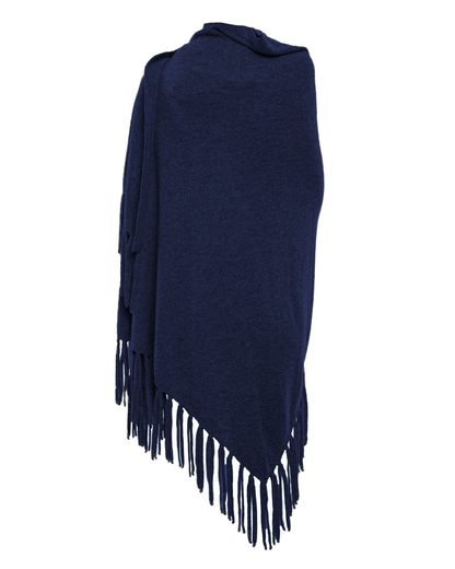 Women's Pure Cashmere Fringe Wrap Blue