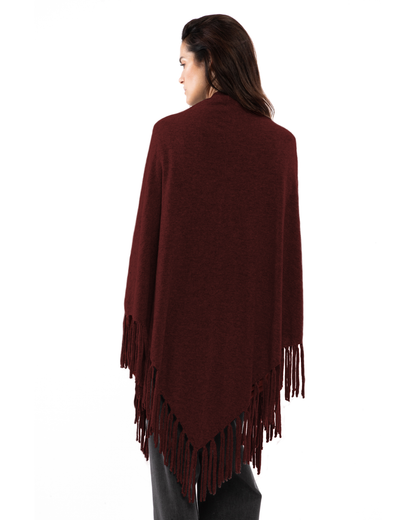 Women's Pure Cashmere Fringe Wrap Bordeaux