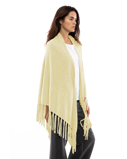 Women's Pure Cashmere Fringe Wrap Butter Yellow