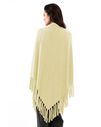 Women's Pure Cashmere Fringe Wrap Butter Yellow