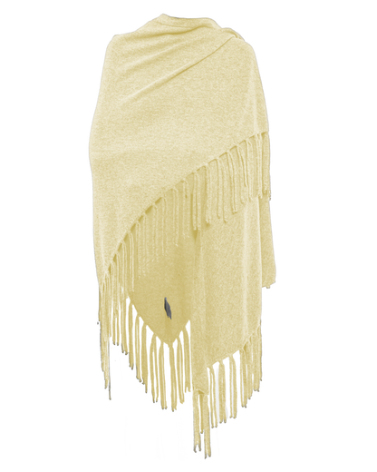 Women's Pure Cashmere Fringe Wrap Butter Yellow