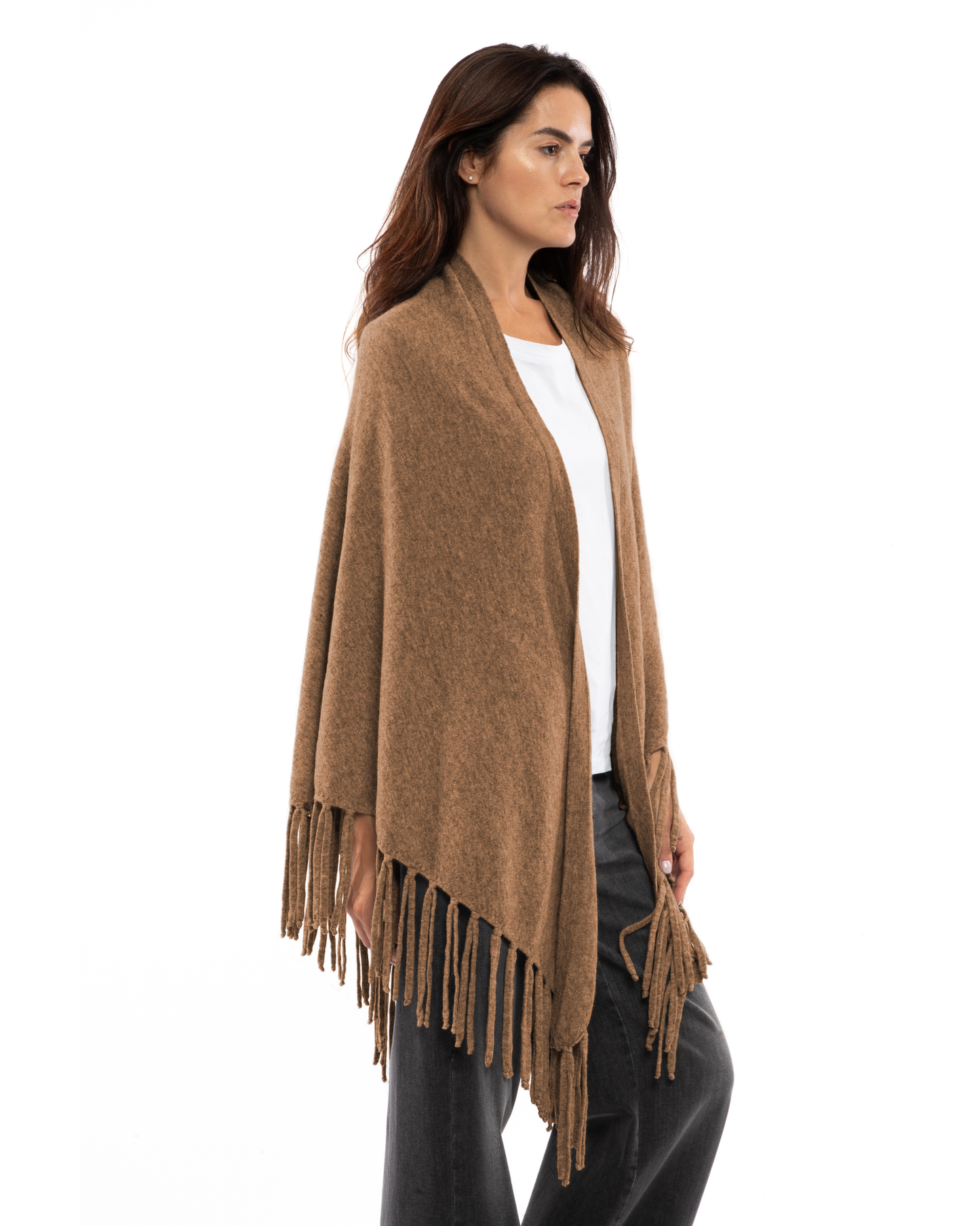 Women's Pure Cashmere Fringe Wrap Camel