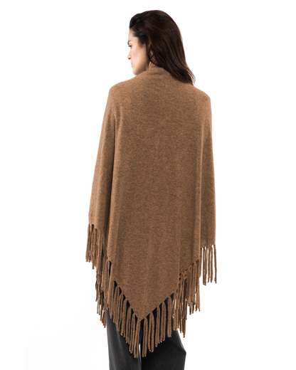 Women's Pure Cashmere Fringe Wrap Camel
