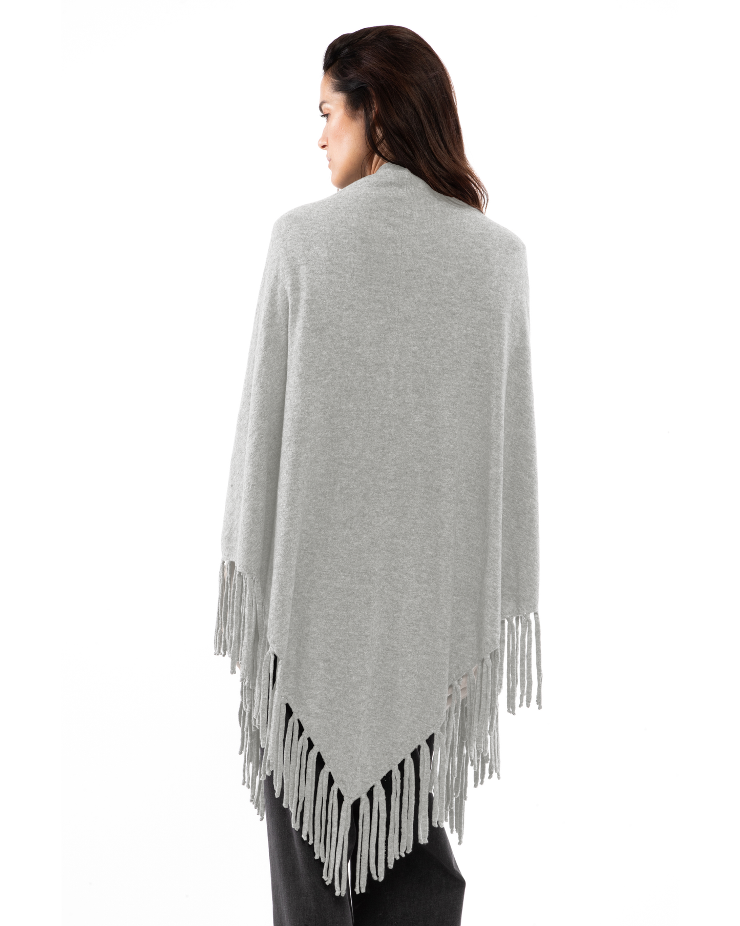 Women's Pure Cashmere Fringe Wrap Light Gray