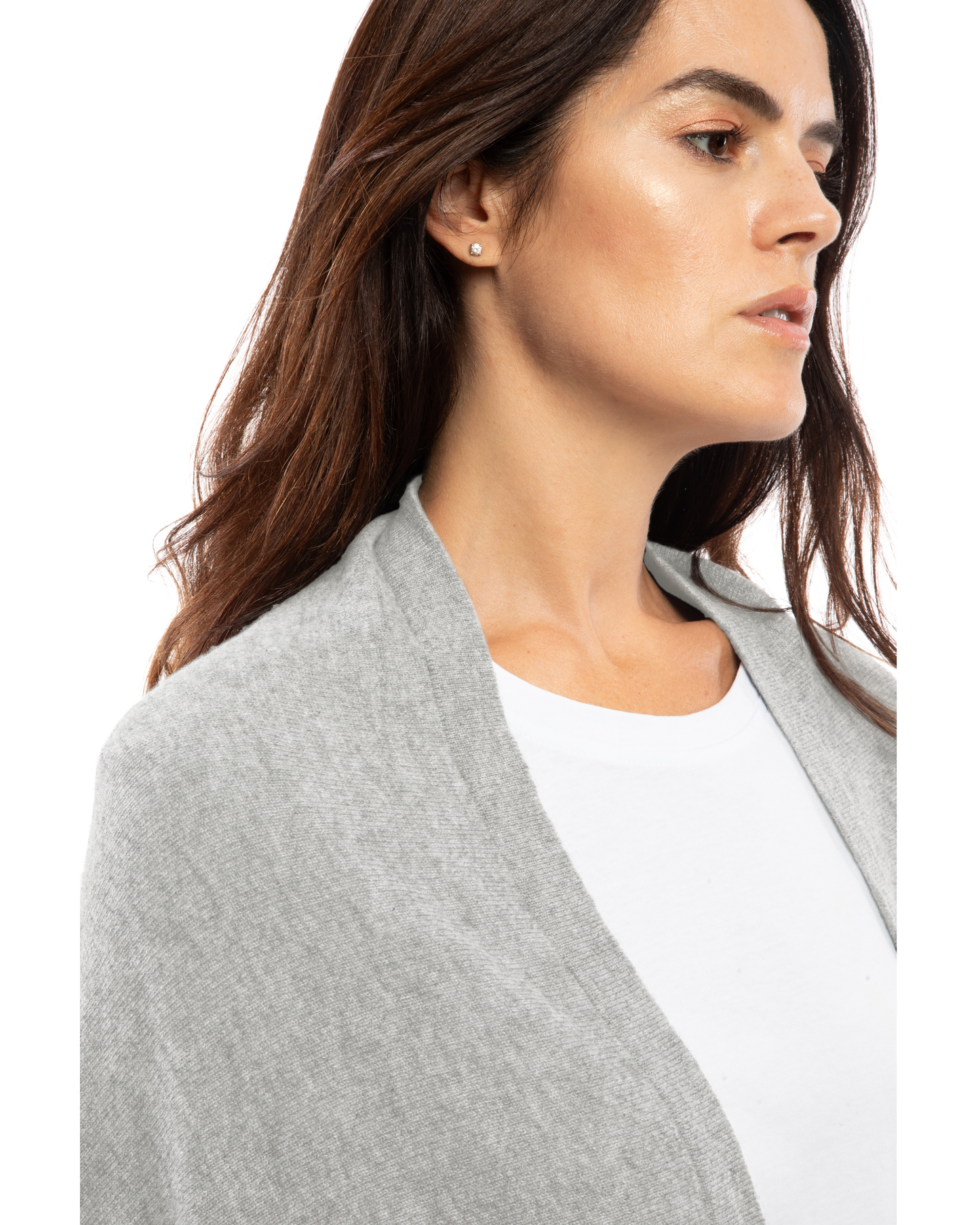 Women's Pure Cashmere Fringe Wrap Light Gray