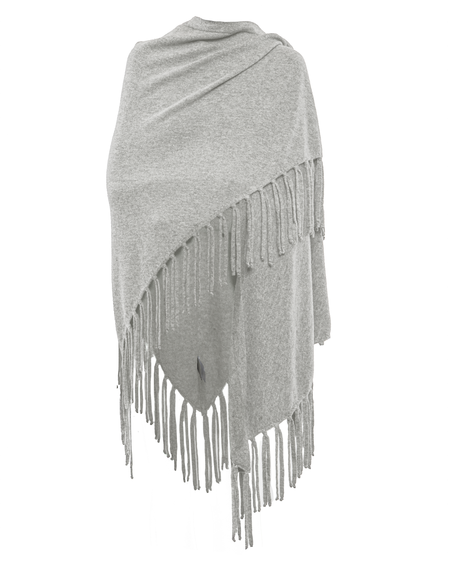 Women's Pure Cashmere Fringe Wrap Light Gray