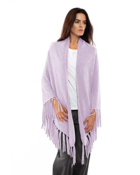 Women's Pure Cashmere Fringe Wrap Lilac