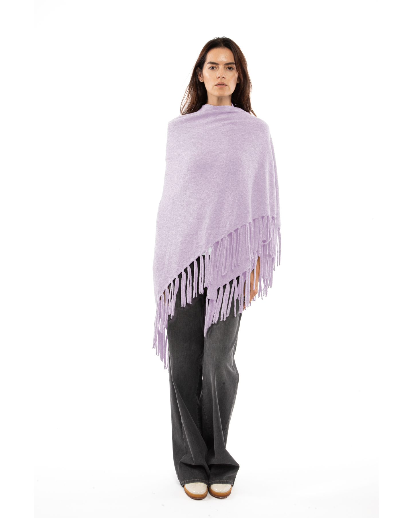 Women's Pure Cashmere Fringe Wrap Lilac