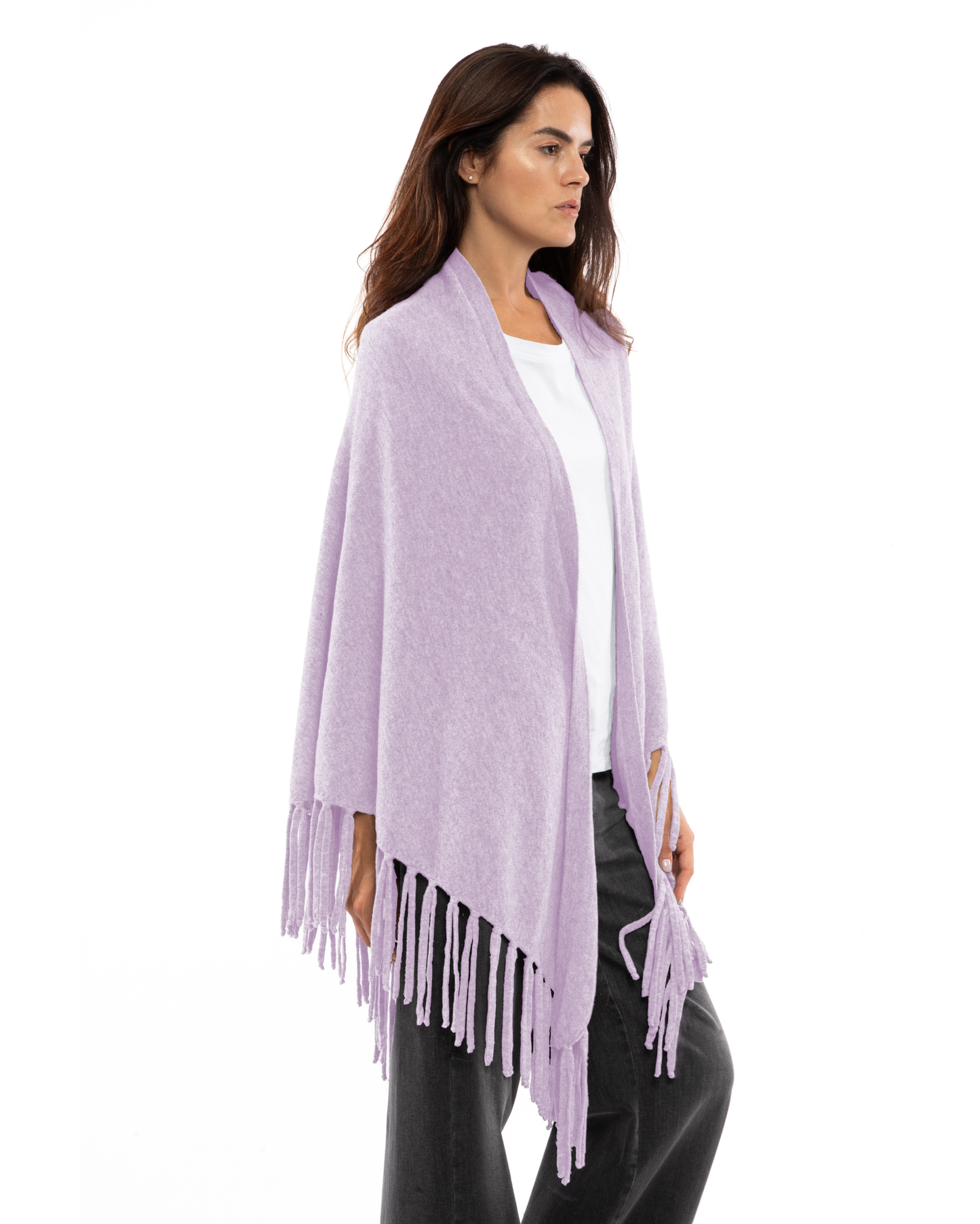 Women's Pure Cashmere Fringe Wrap Lilac