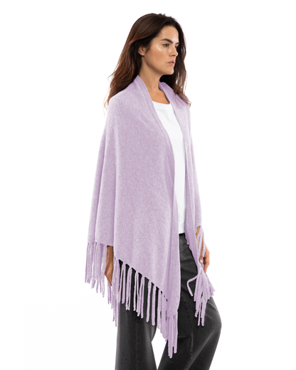 Women's Pure Cashmere Fringe Wrap Lilac