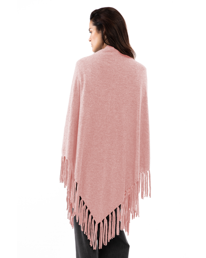 Women's Pure Cashmere Fringe Wrap Old Rose