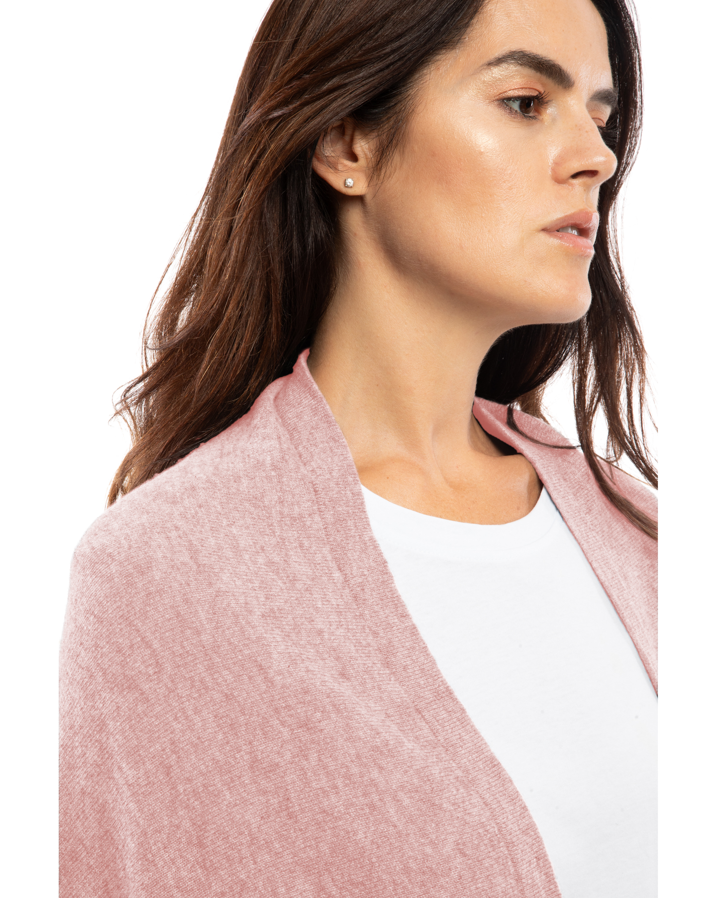 Women's Pure Cashmere Fringe Wrap Old Rose