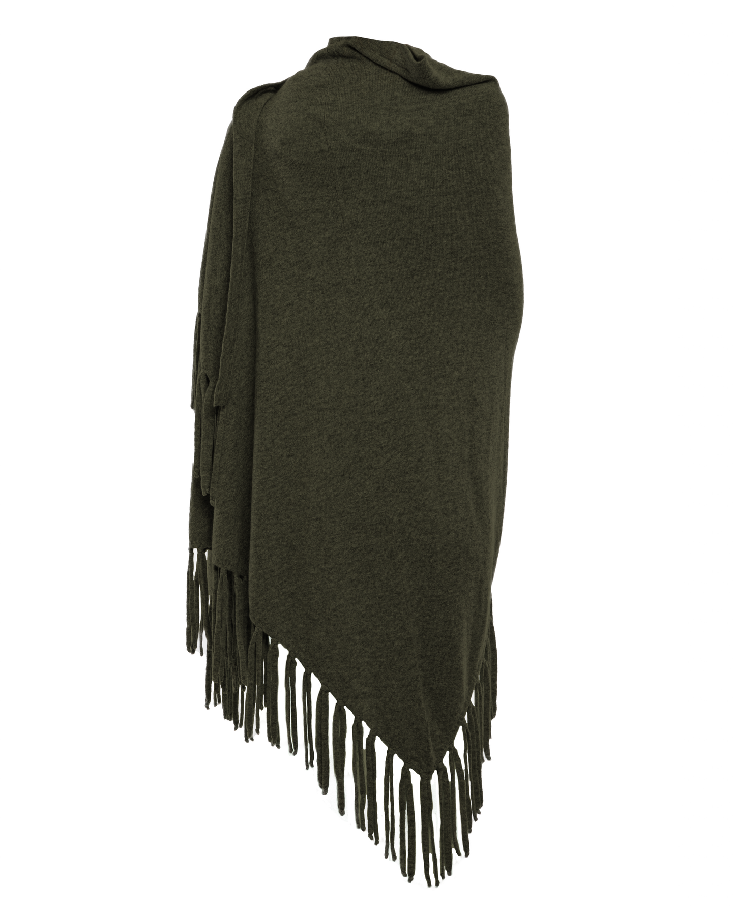 Women's Pure Cashmere Fringe Wrap Olive Green