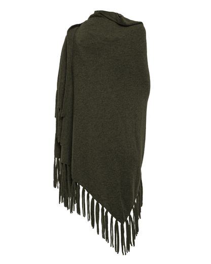 Women's Pure Cashmere Fringe Wrap Olive Green