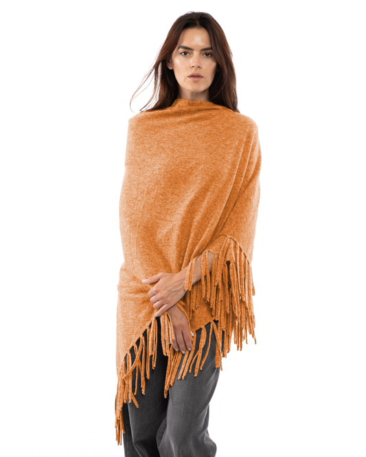 Women's Pure Cashmere Fringe Wrap Saffron