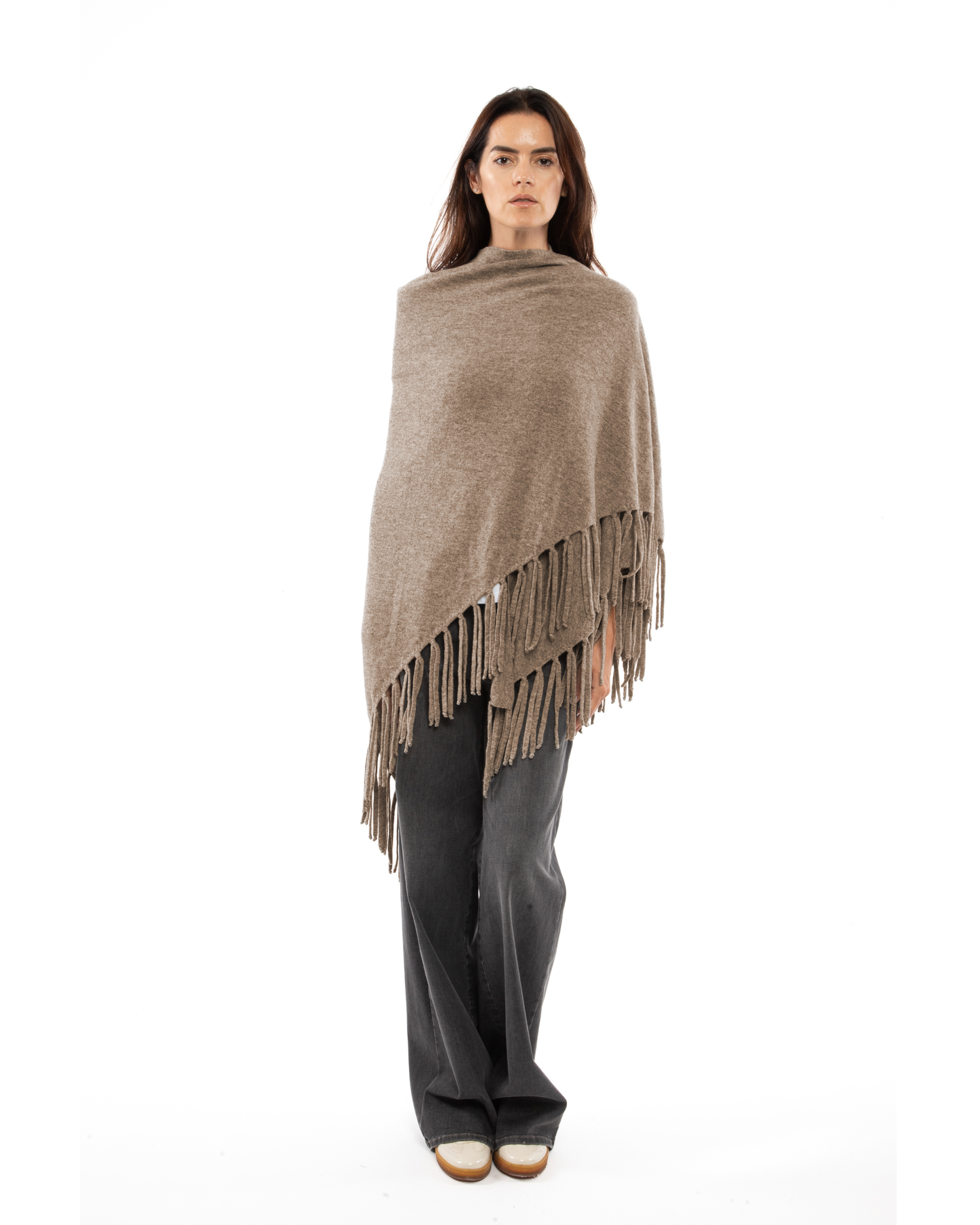 Women's Pure Cashmere Fringe Wrap Taupe