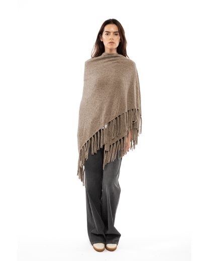 Women's Pure Cashmere Fringe Wrap Taupe