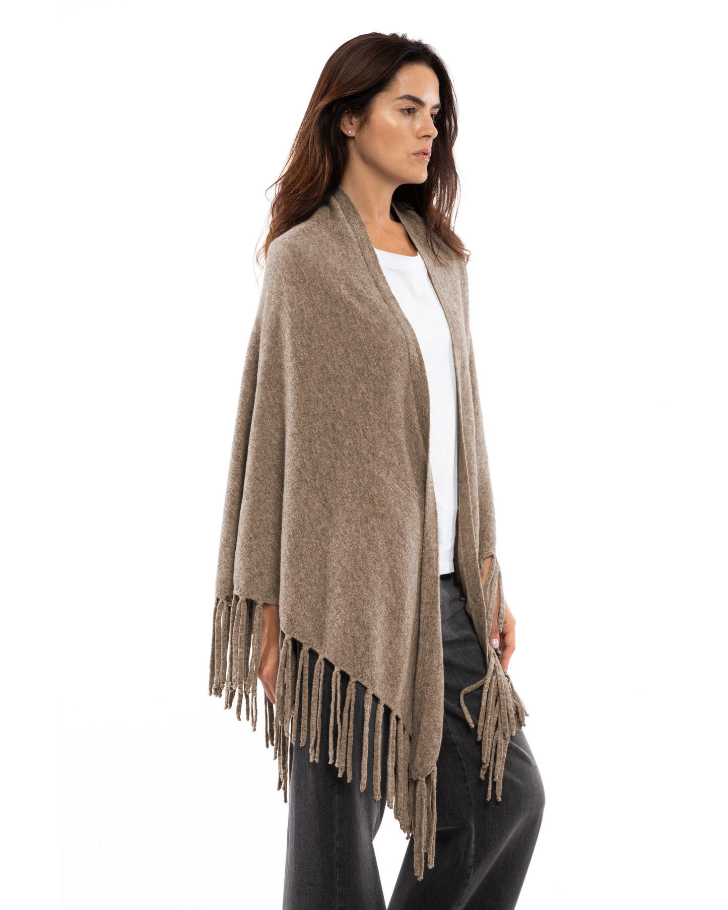 Women's Pure Cashmere Fringe Wrap Taupe