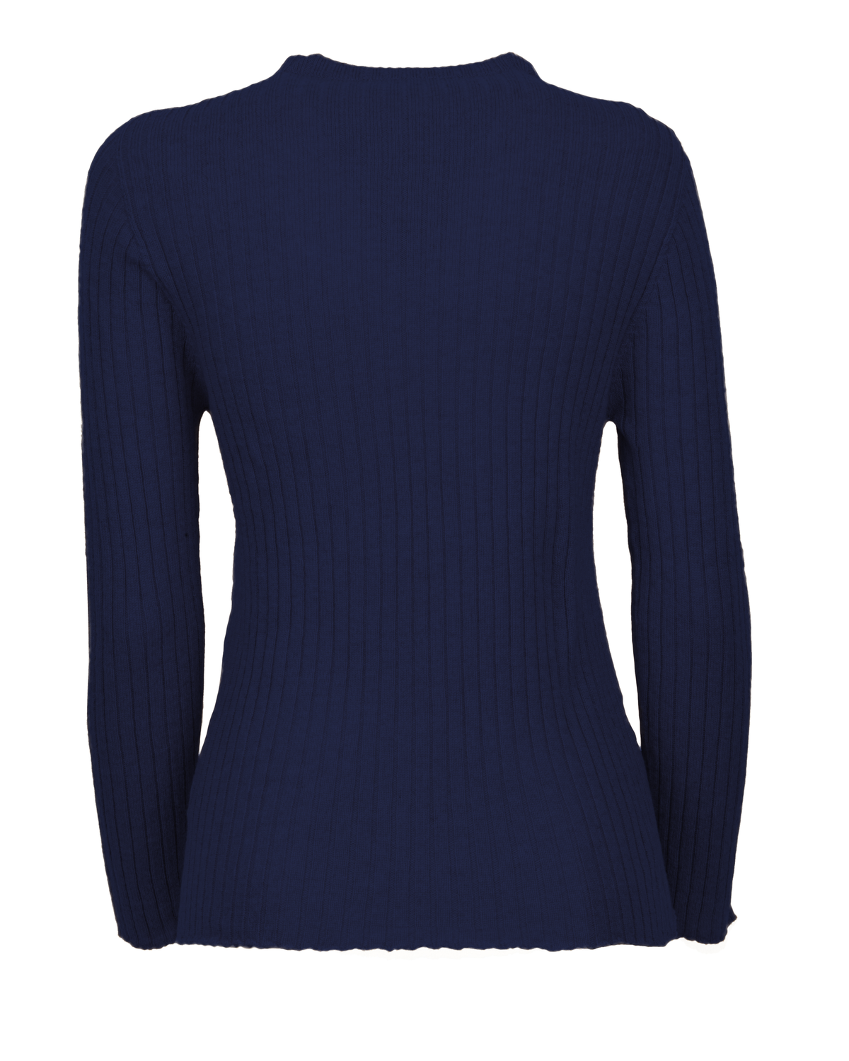 Women's Cashmere Vertical Rib Crewneck Sweater Blue — view B