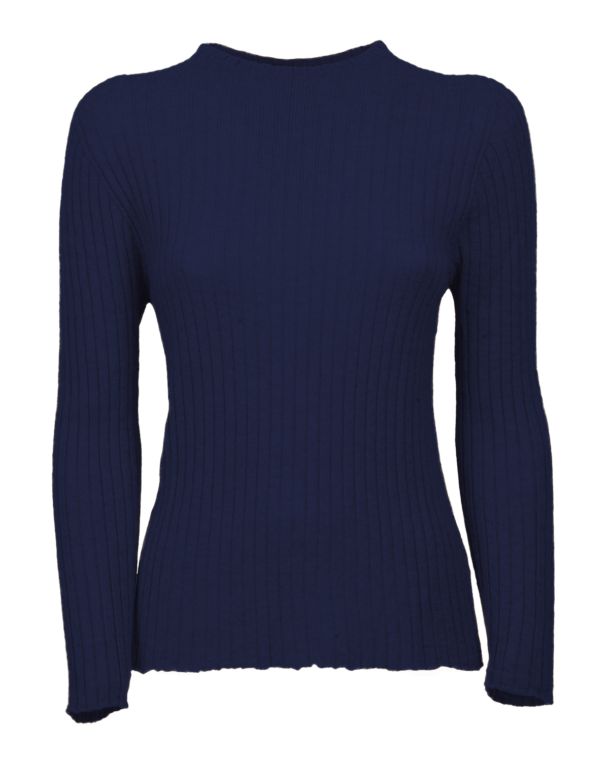 Women's Cashmere Vertical Rib Crewneck Sweater Blue — view F