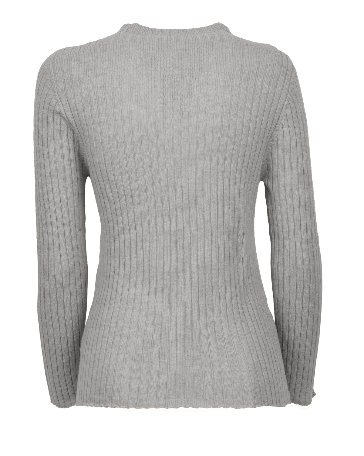 Women's Cashmere Vertical Rib Crewneck Sweater Melange Gray — view B
