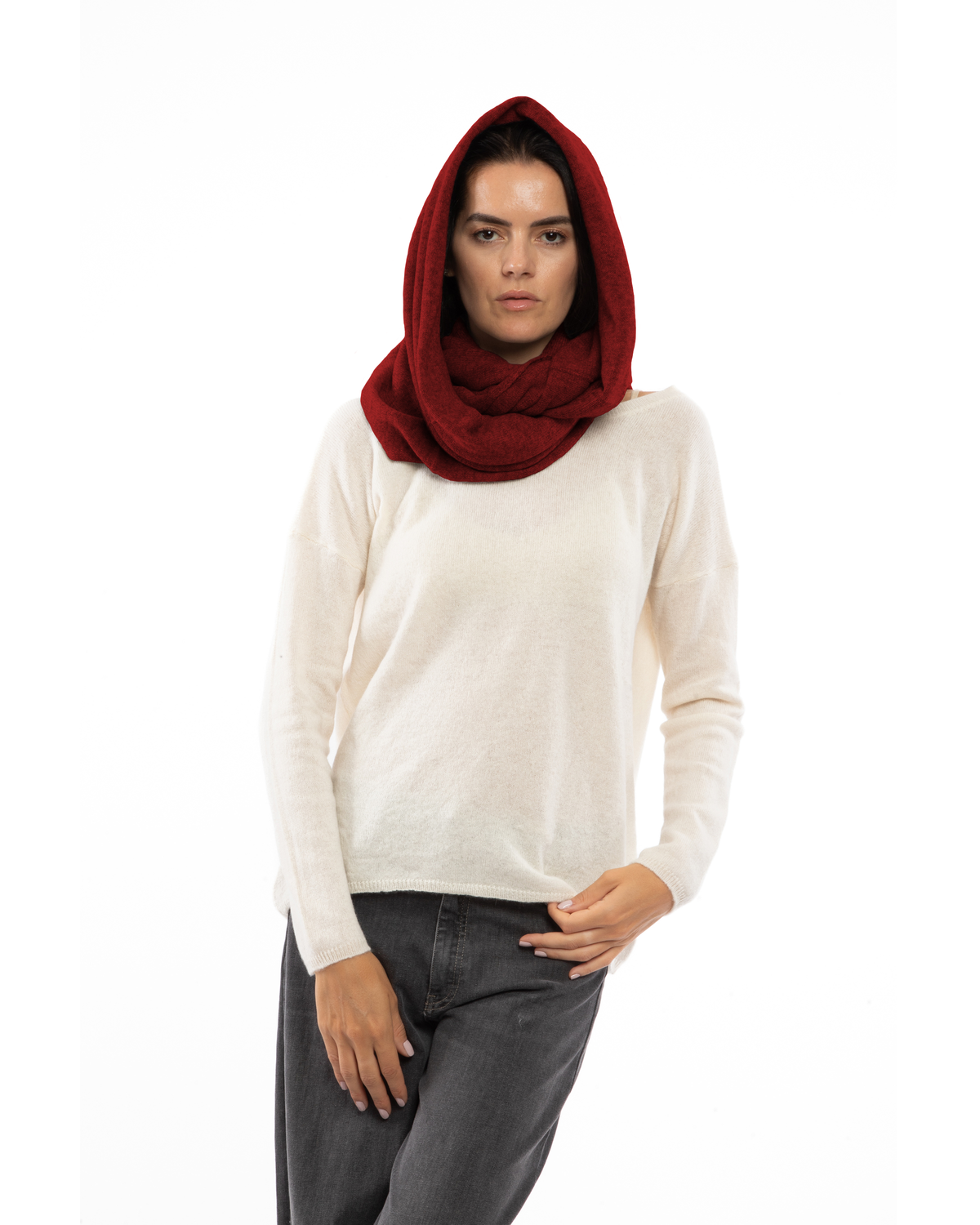 Women's Maxi Pure Cashmere Infinity Scarf Chianti — view 1