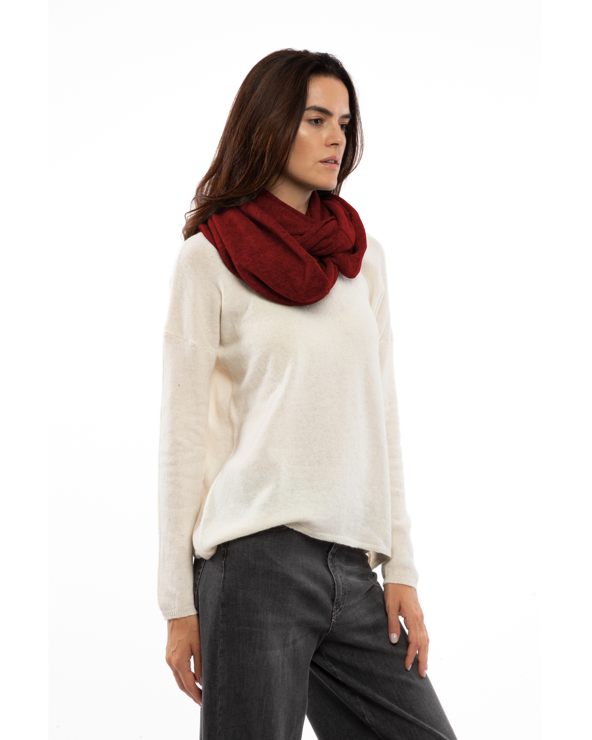 Women's Maxi Pure Cashmere Infinity Scarf Chianti — view 3