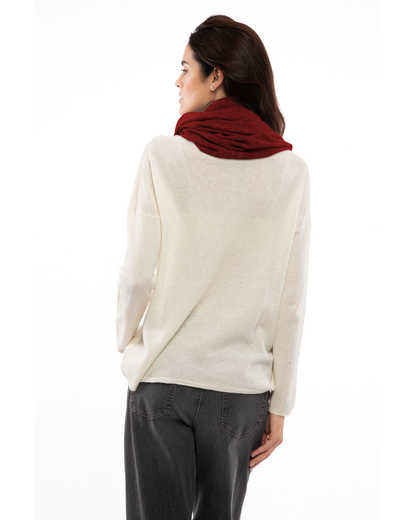 Women's Maxi Pure Cashmere Infinity Scarf Chianti — view 4