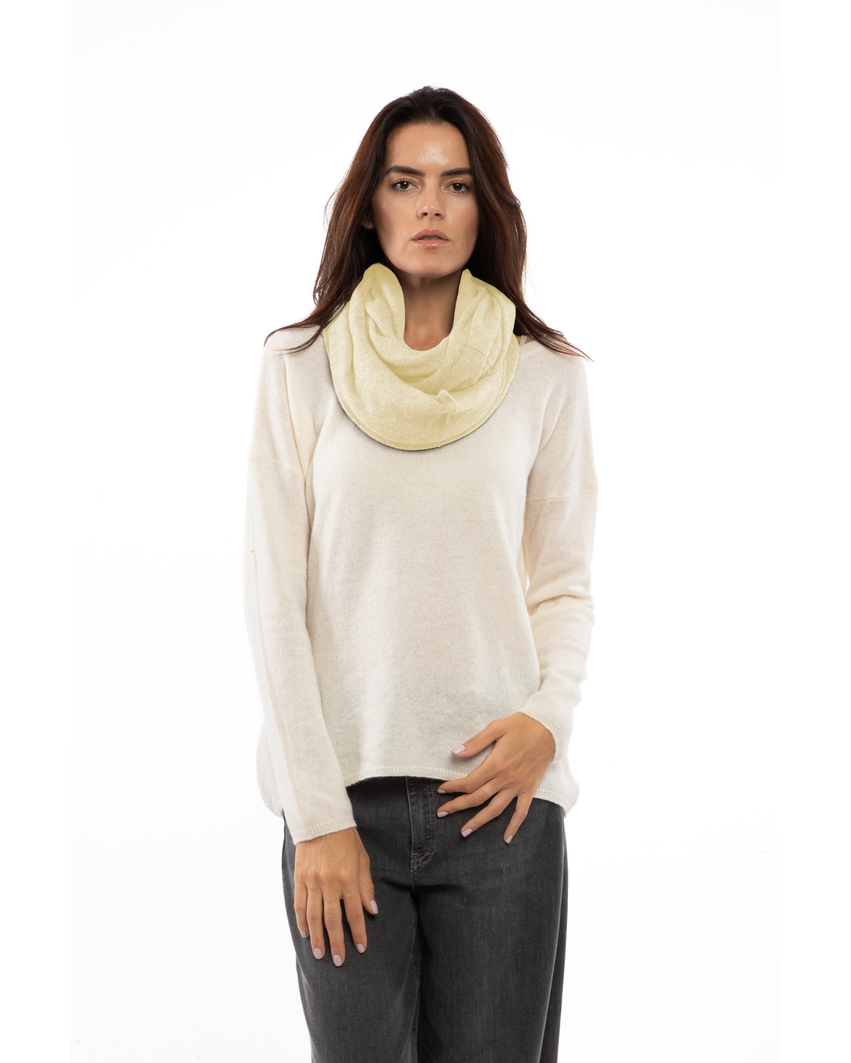 Women's Maxi Pure Cashmere Infinity Scarf Butter Yellow