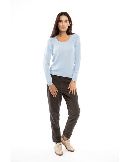Women's Ultra-Light Pure Cashmere Scoop Neck Baby Blue — view 2