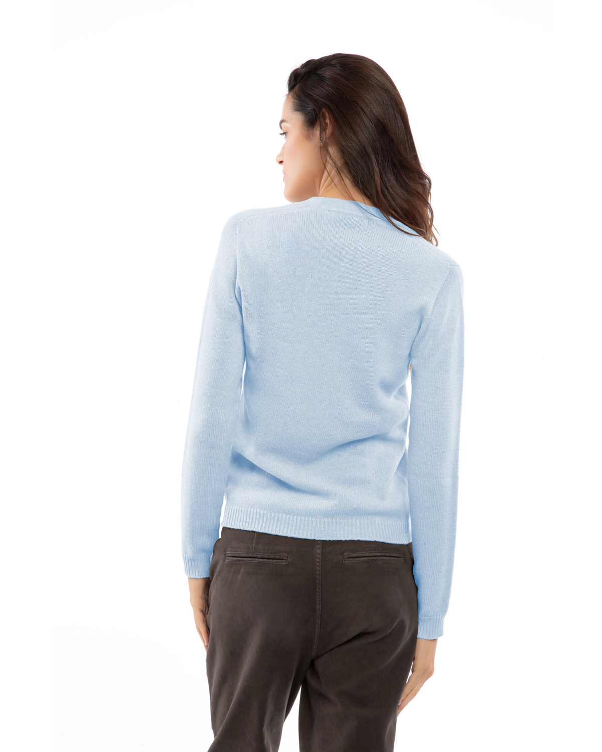 Women's Ultra-Light Pure Cashmere Scoop Neck Baby Blue — view 4