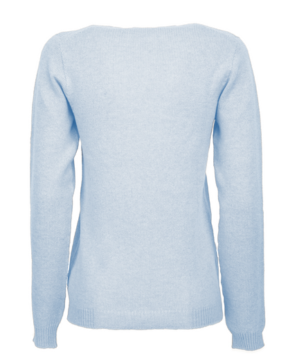 Women's Ultra-Light Pure Cashmere Scoop Neck Baby Blue — view B